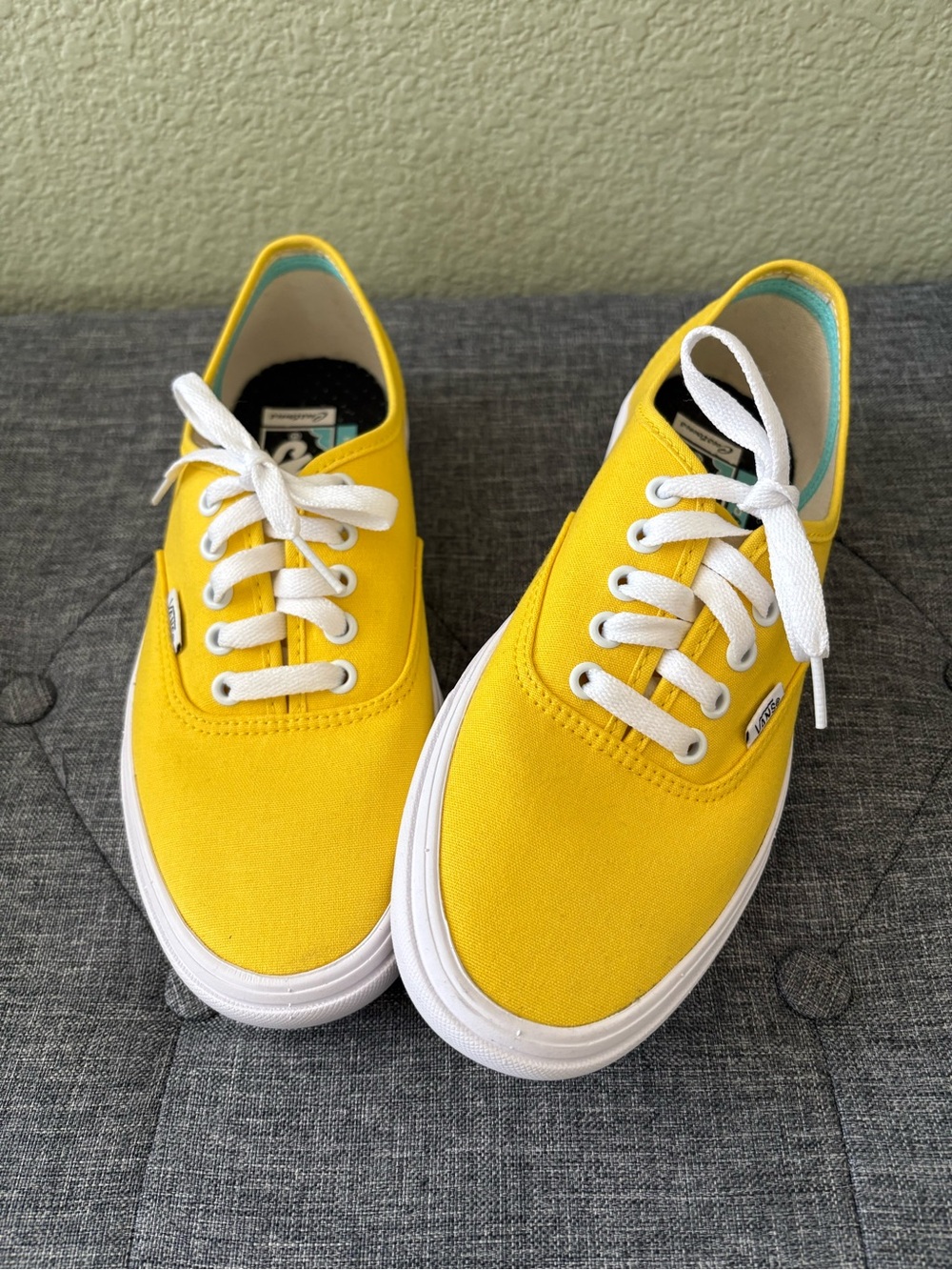 Brand New Never Worn Yellow Vans Custom Comfy Cush Sneakers